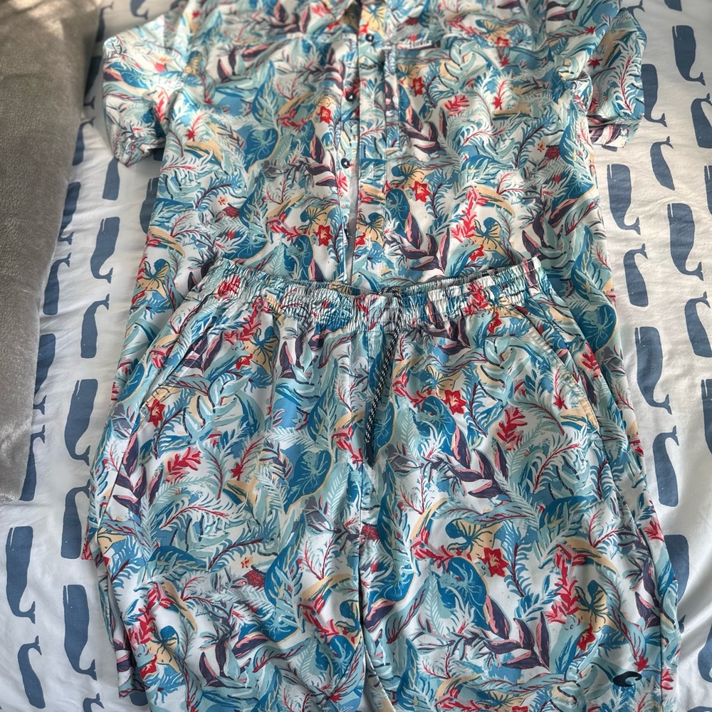 Costa Tropical Short Sleeve Shirt and shirt set in Blue, Red & Cream